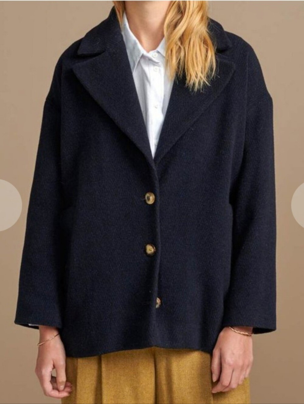 Bellerose Wool Oversized Vedder Coat Jacket Dark Navy Small